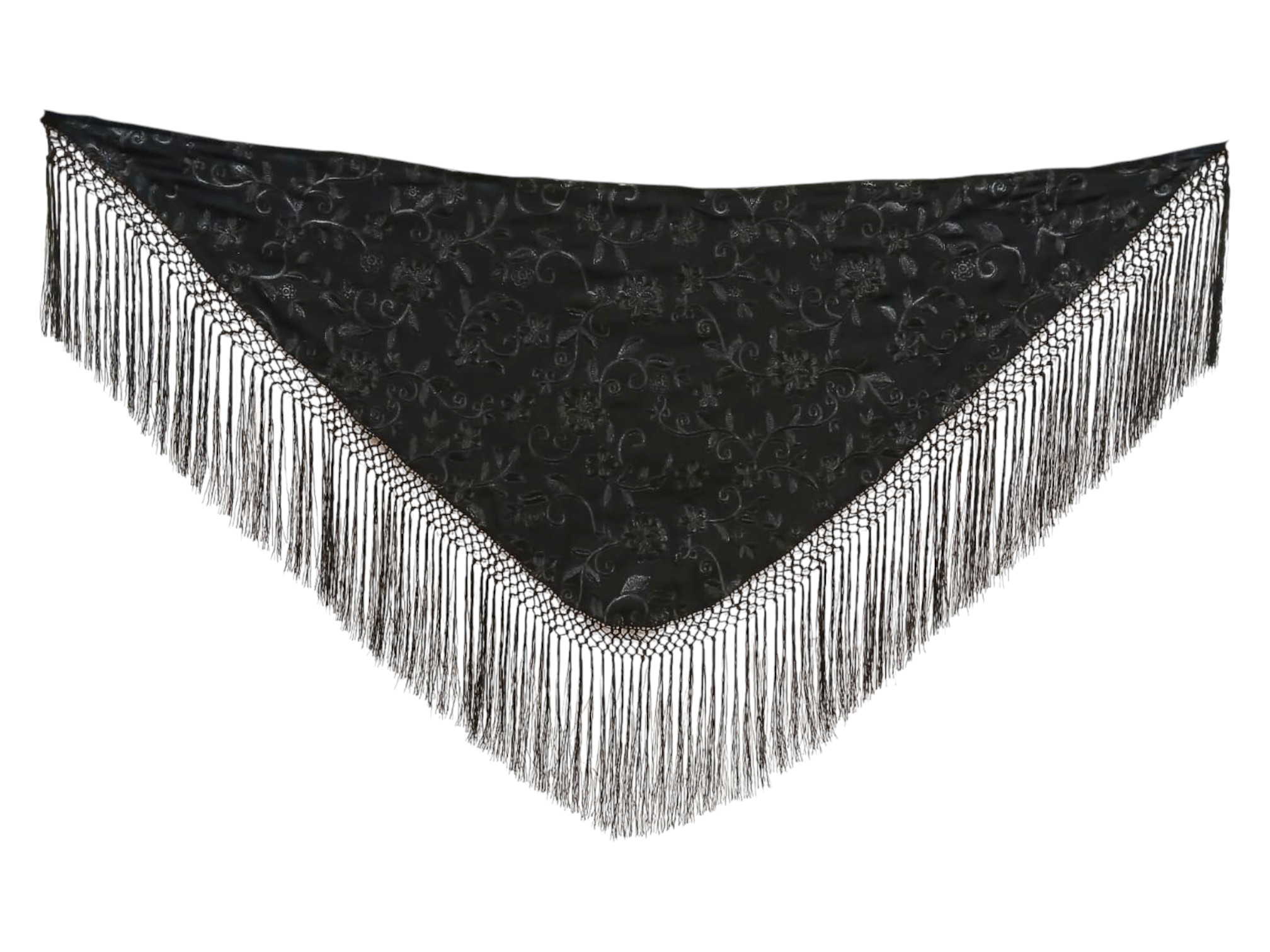 Mantoncillo de flamenca de tela bordada con enrejado