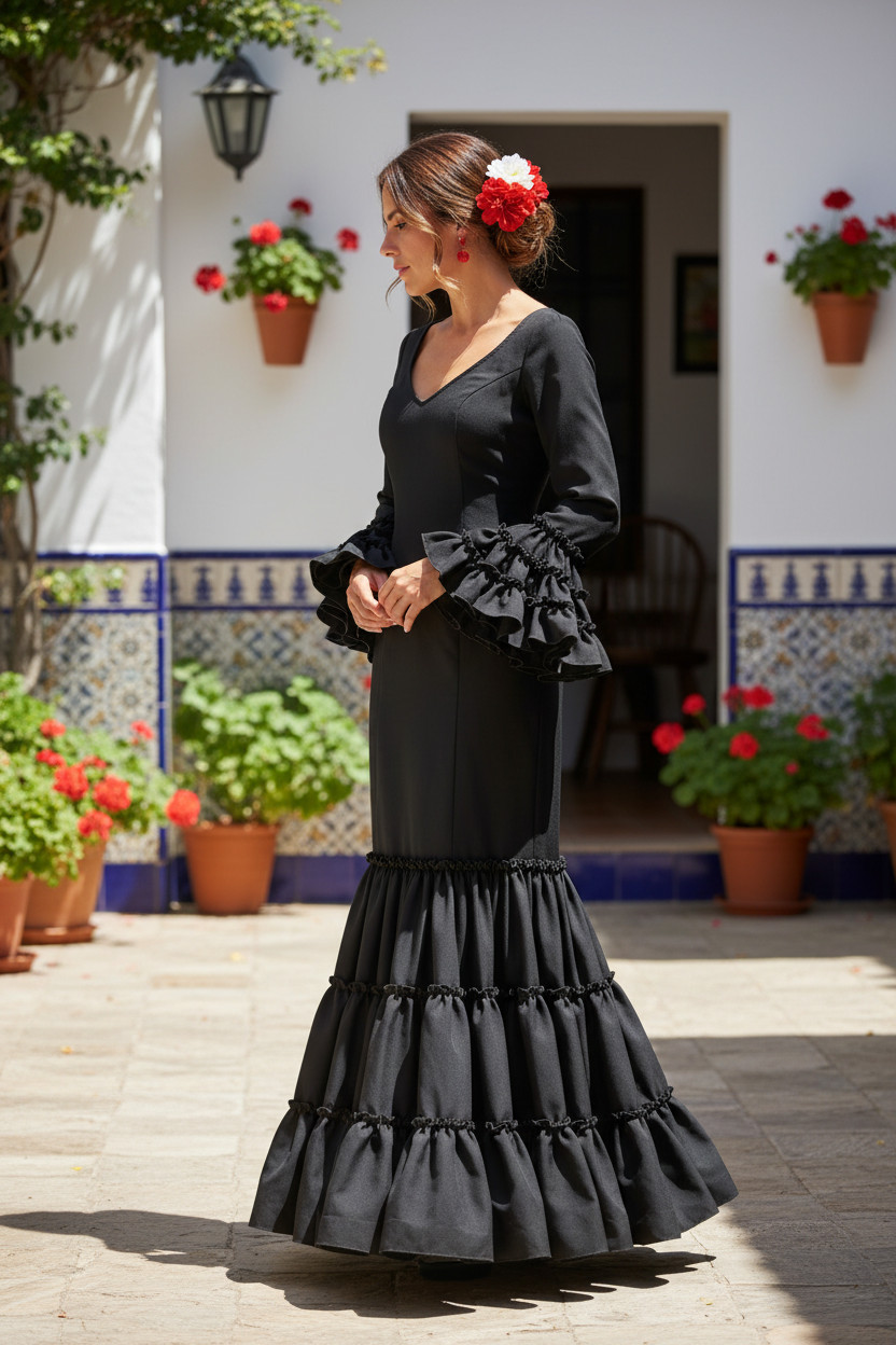 Talla 34. Trajes de Flamenca Modelo Córdoba. Negro