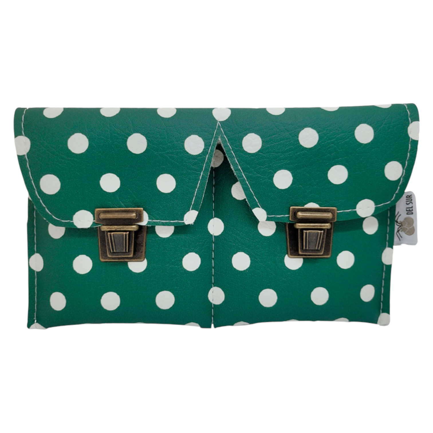 Special Castanet Case in Green with White Polka Dots