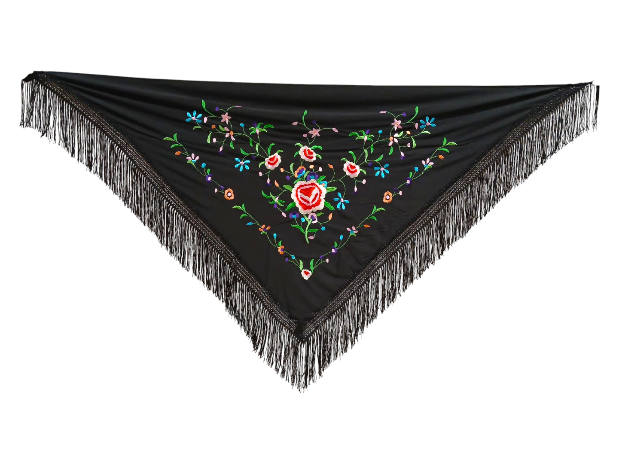 Mantoncillo bordado económico - negro bordado en colores
