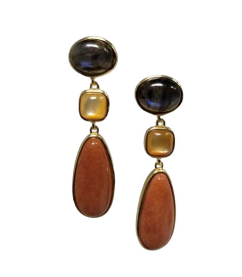 Pendientes de Diseño Artesanal en Plata de Ley y Oro y Piedras Naturales