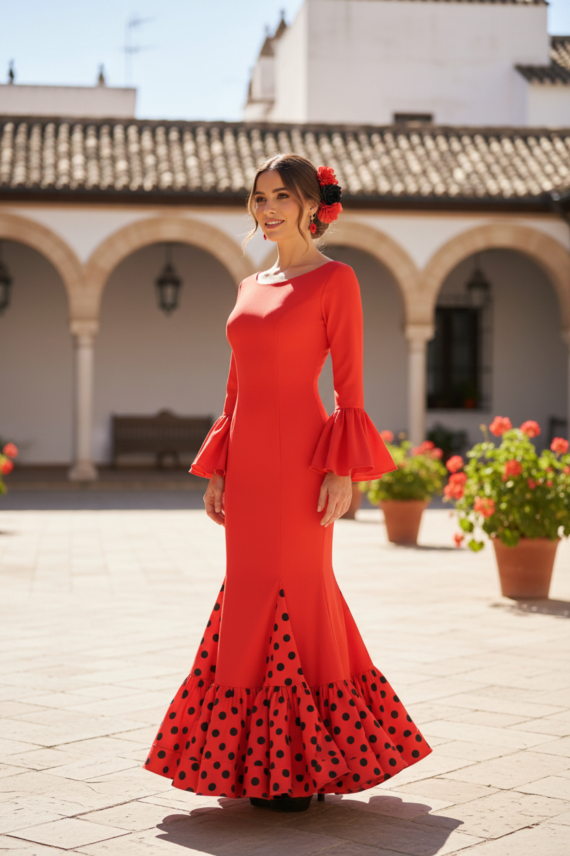 Talla 40. Vestido de Flamenca Semilla Rojo