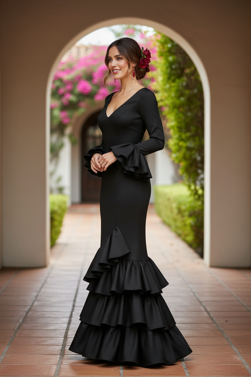 Talla 36. Vestido de Gitana Modelo Lolita. Negro