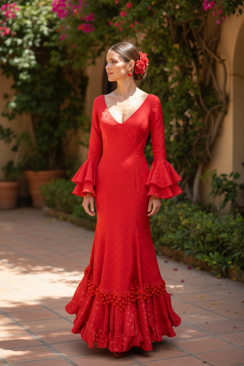 T 36. Trajes de Flamenca. Lirio Rojo Lunar