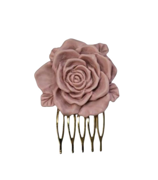 Peigne Flamenco Fait Main en Forme de Fleur de Bois de Rose 