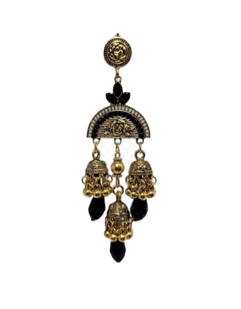 Handmade Golden Flamenco Earrings with Black Tears