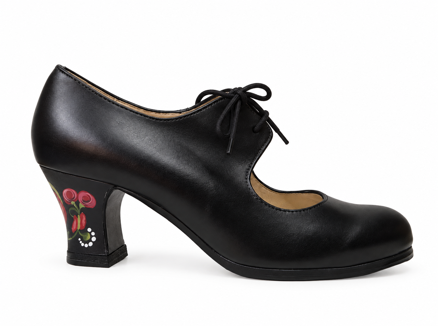 フラメンコシューズ24cm cordonera-box-negro-ca-flor-