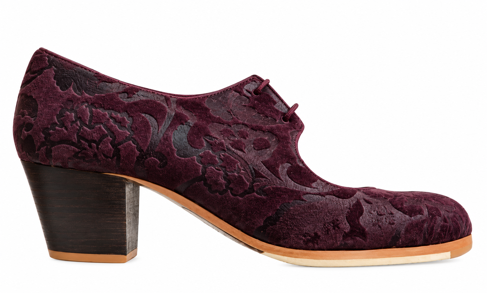 Zapato Cordonera Begoña Cervera Piel Peonia Cubano Lacado Oscuro