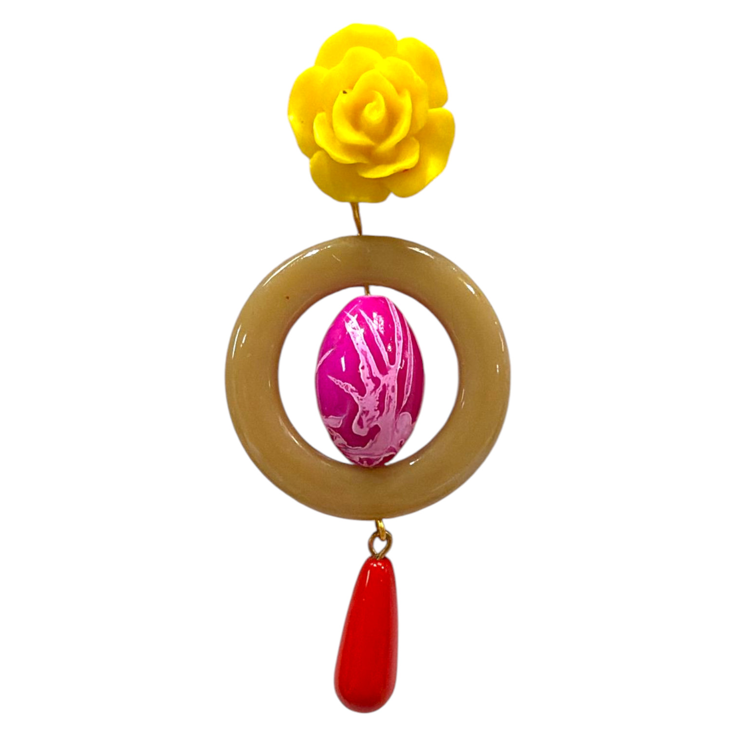 Pendientes de Flamenca Elegantes con Detalle Redondo y Cierre de Rosa