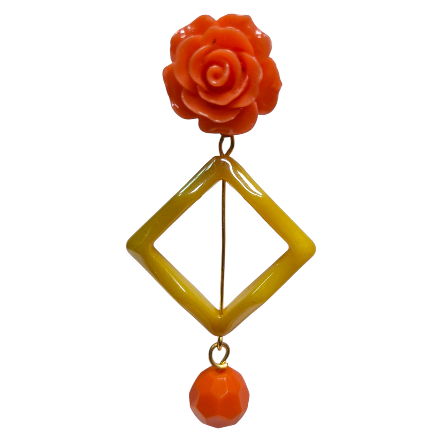 Pendientes de Flamenca Hechos a Mano con Rosa, Rombo y Bola