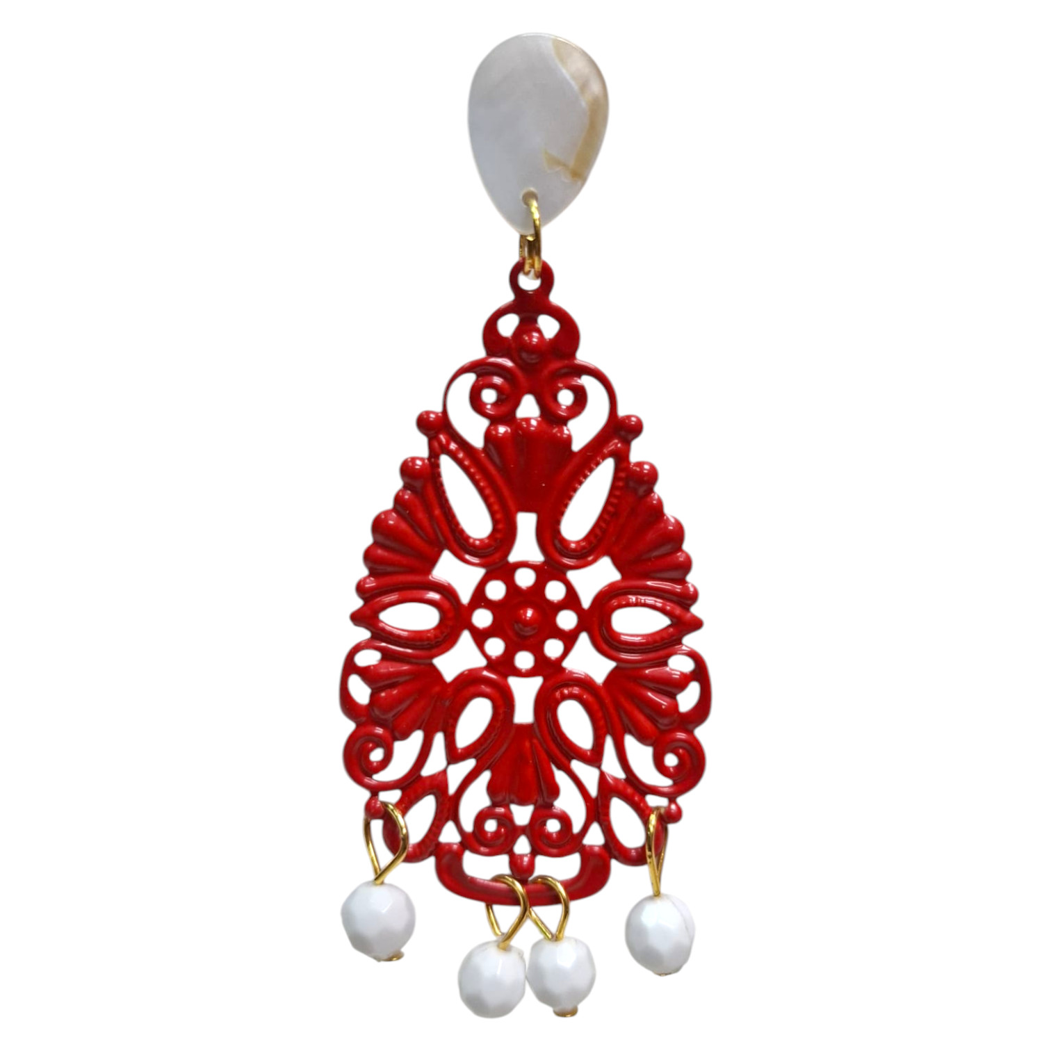 Pendientes Flamenca Elegantes con Diseño Ovalado y Bolas Colgantes