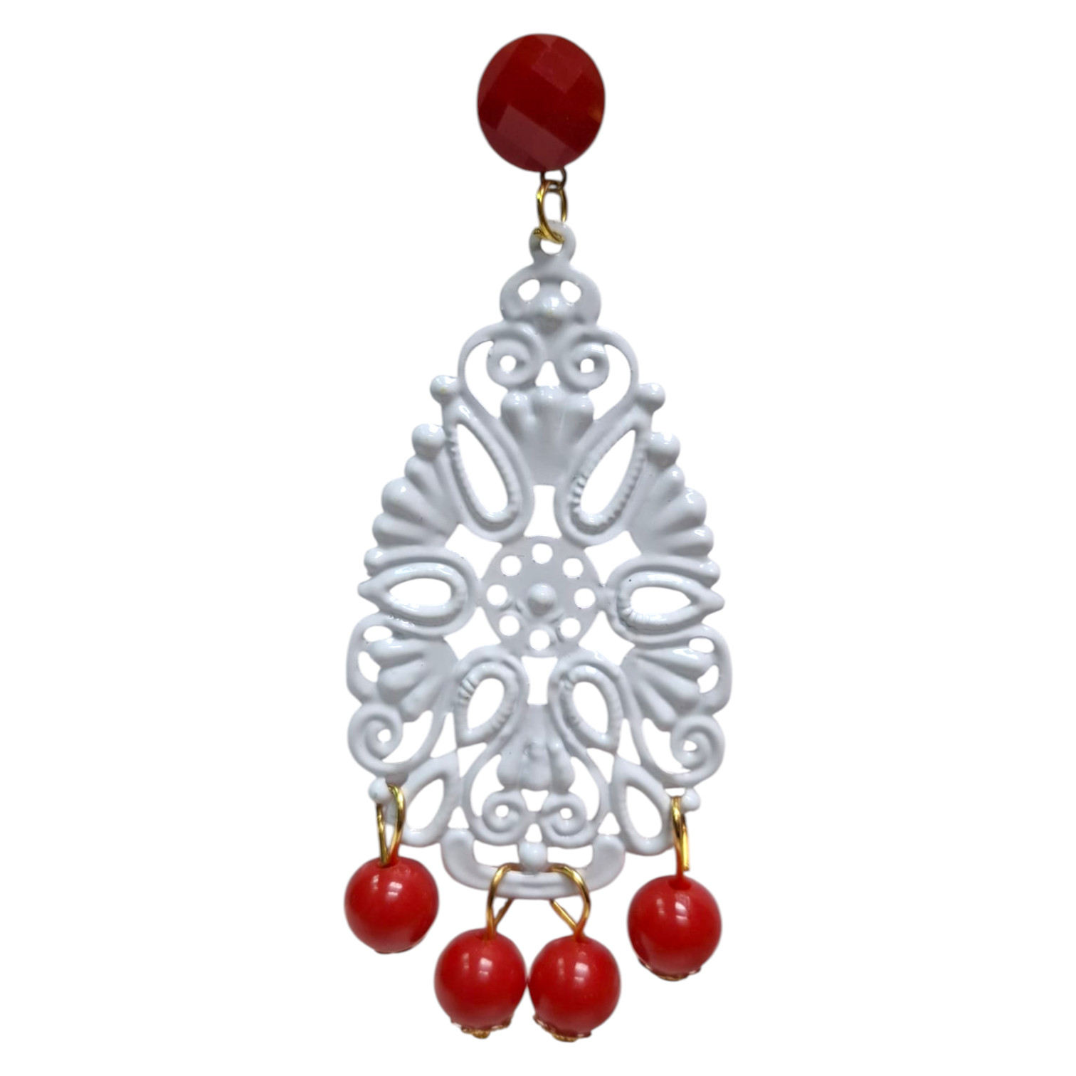 Pendientes Flamencos con Pieza Ovalada de Filigrana y Bolas. Estilo Andaluz