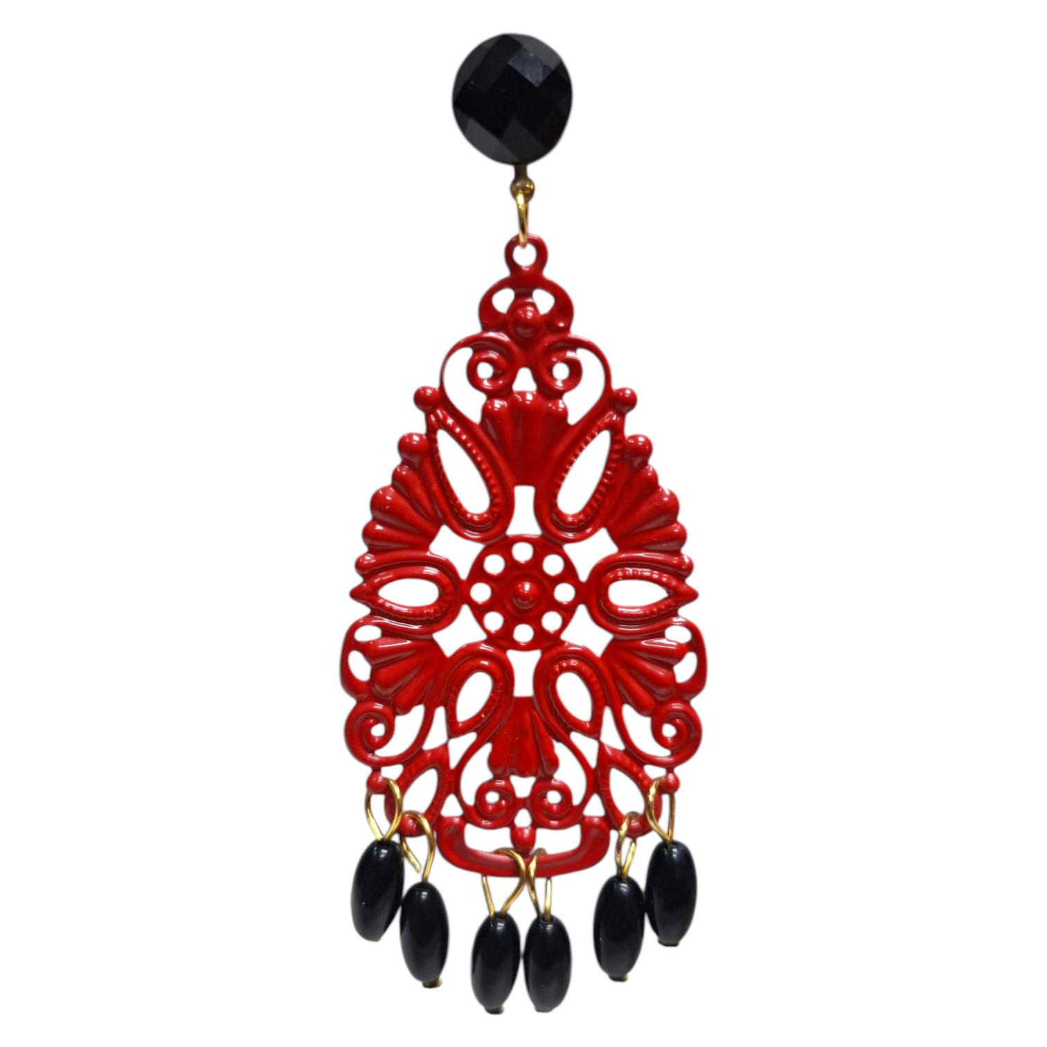 Pendientes de Feria Flamenca con Filigrana Ovalada y Bolitas Decorativas