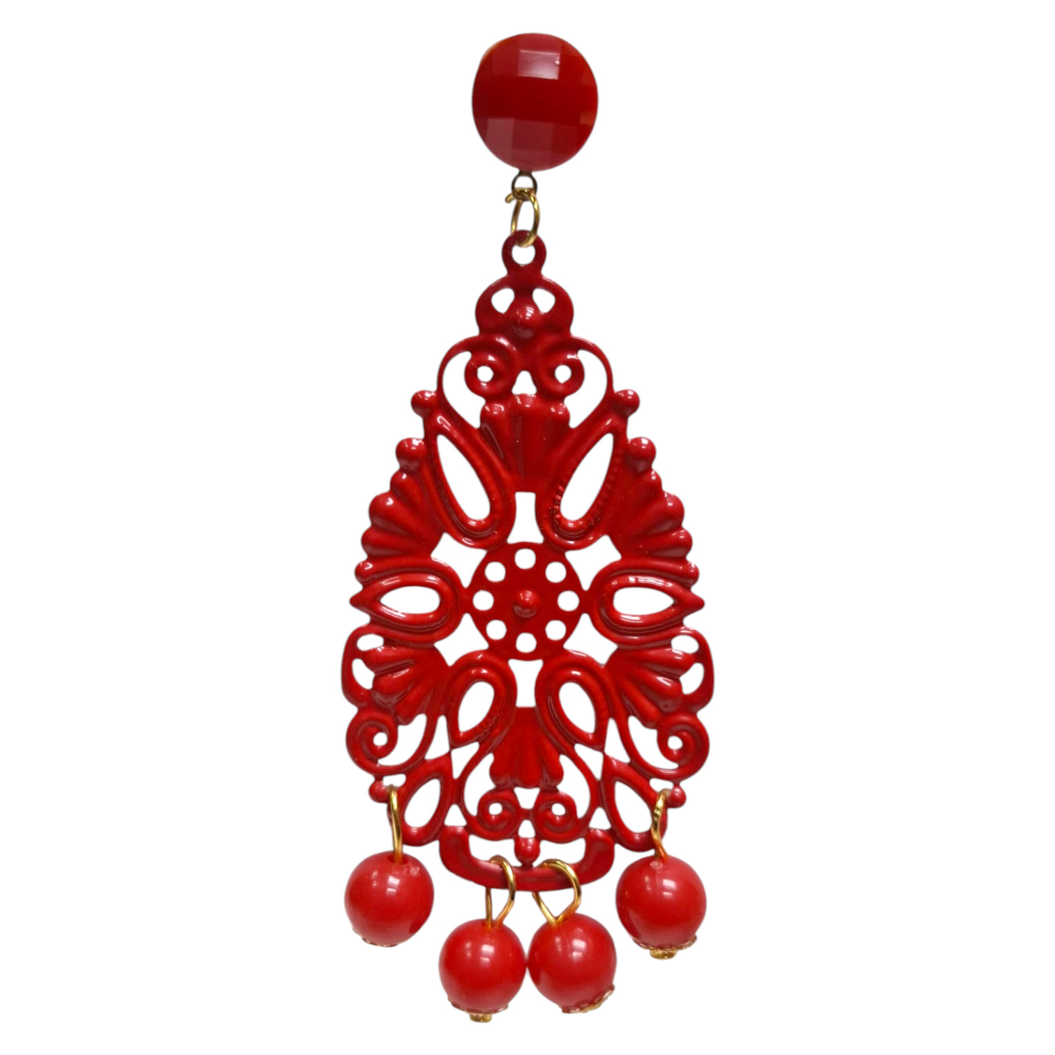 Handmade Flamenco Earrings with Oval Filigree and Balls