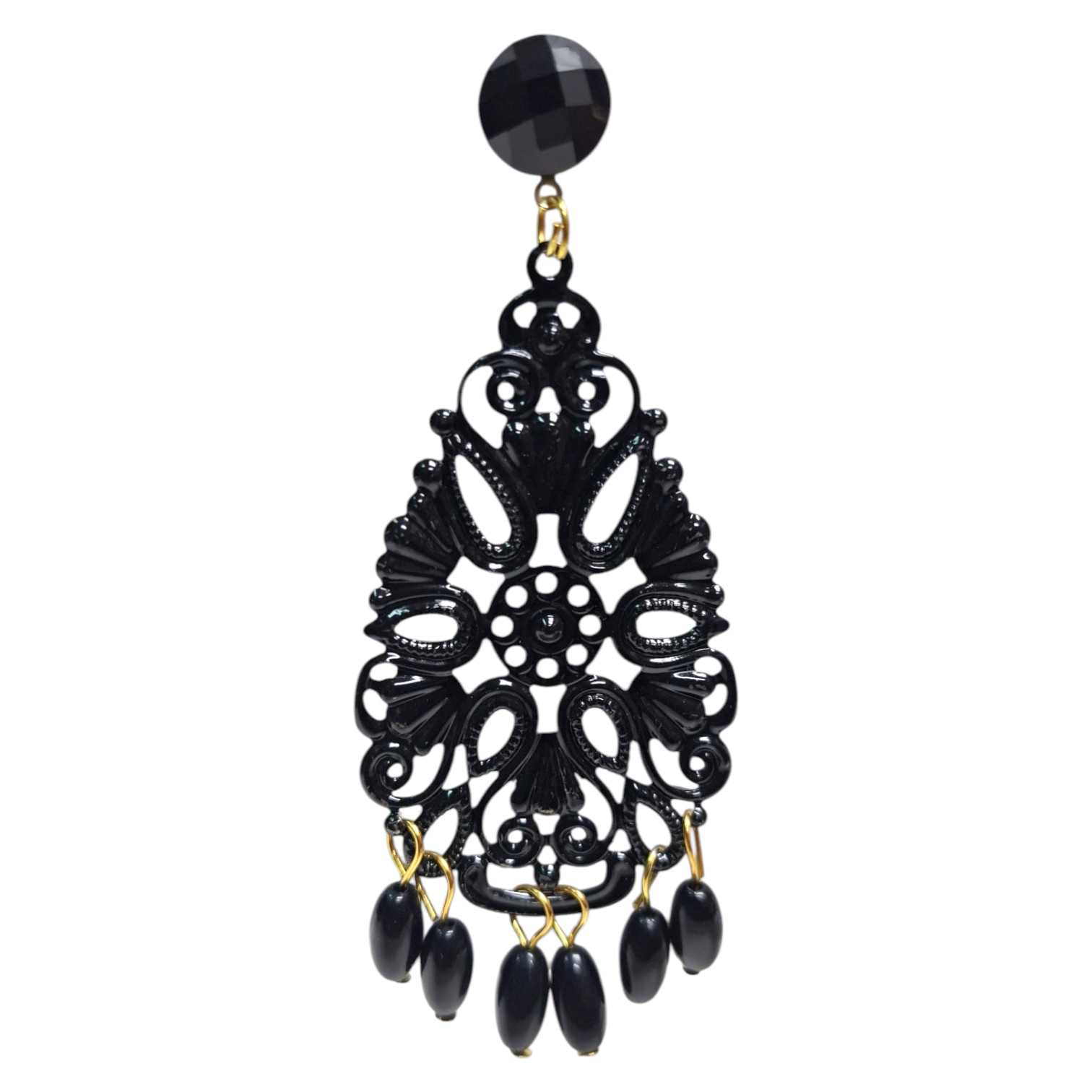 Pendientes de Flamenca con Diseño Ovalado de Filigrana y Bolitas. Estilo Sevillano