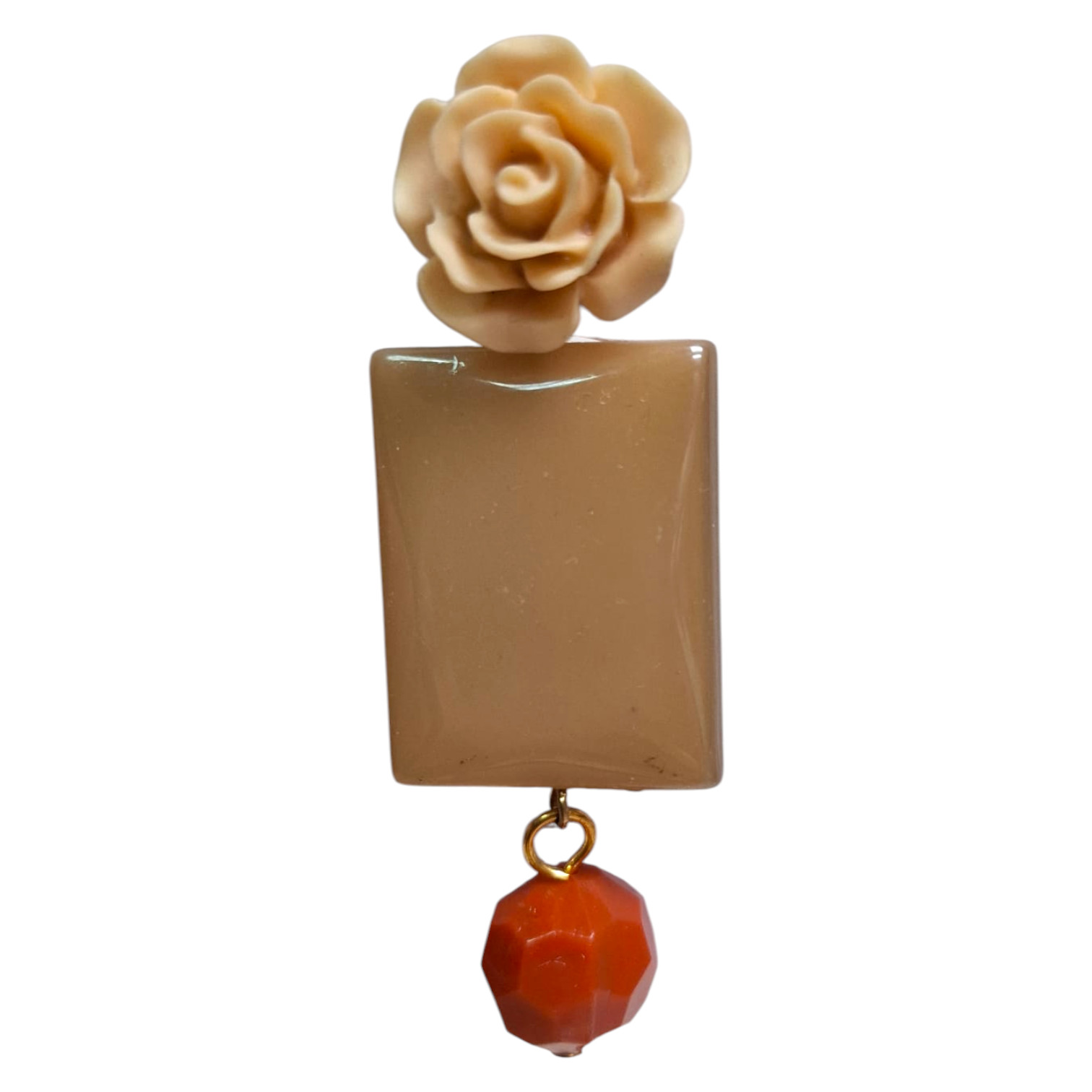 Boucles d'oreilles flamenco élégantes avec fleur et pierre acrylique fabriquées à Séville