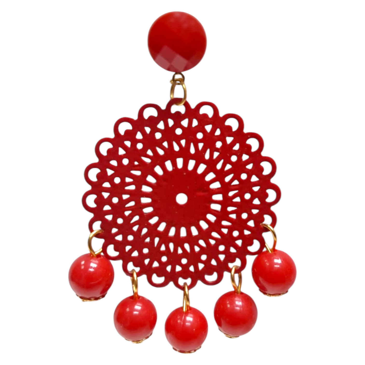 Pendientes Flamencos de Filigrana Redonda con Cinco Bolas. Complementos de Feria