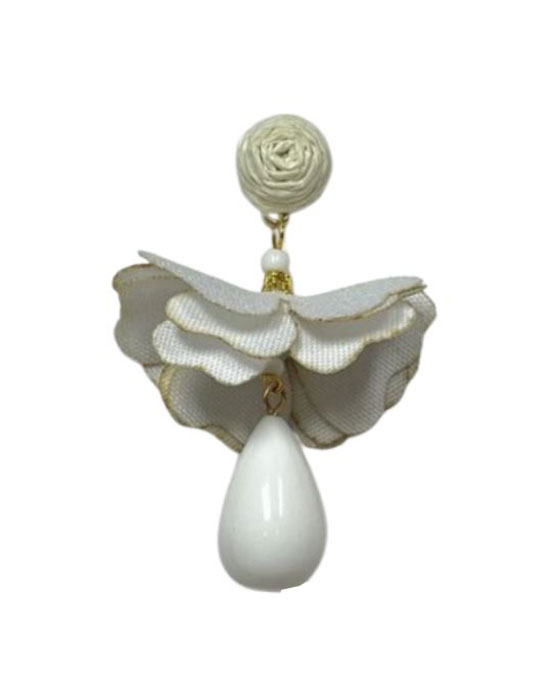 Pendientes de Flamenca Blancos con Flor y Lágrima | Complementos para Feria y Bodas