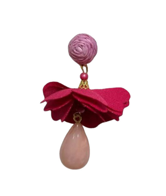 Pendientes de Flamenca Fucsia y Rosa con Flor | Complementos Flamencos Originales