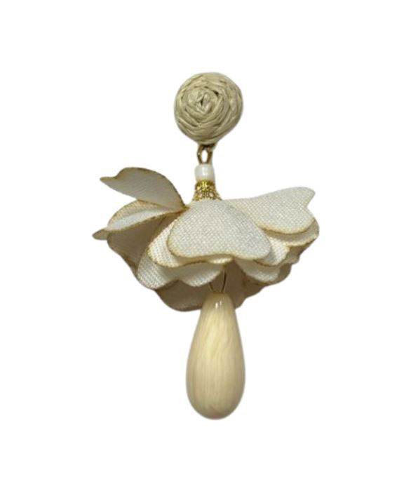 Pendientes de Flamenca Marfil con Flor y Lágrima | Pendientes para Feria y Romería
