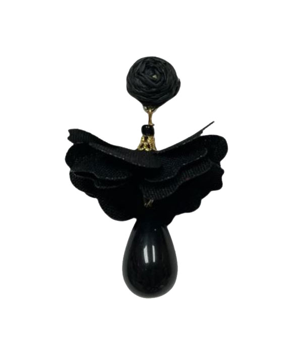 Pendientes de Flamenca Negros con Flor | Pendientes Elegantes para Flamenca