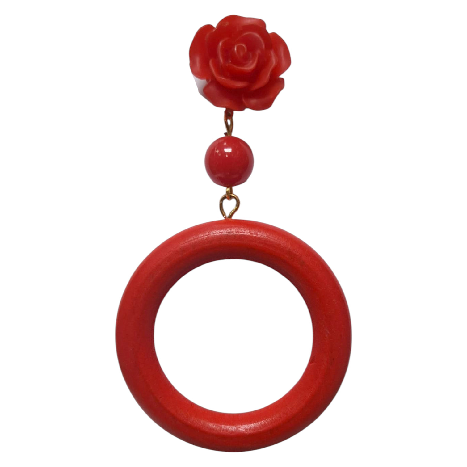 Pendientes de Flamenca Doble Aro para Mujer. Rojo