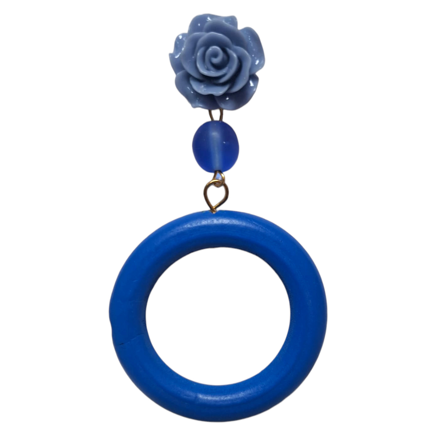 Pendientes de Flamenca Doble Aro para Mujer. Azul