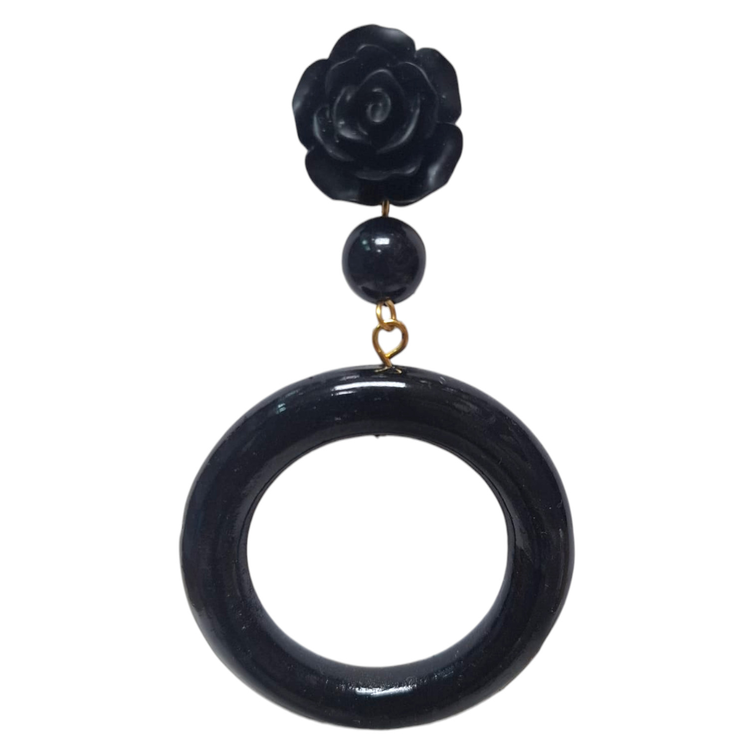 Double Hoop Flamenco Earrings for Women. Black