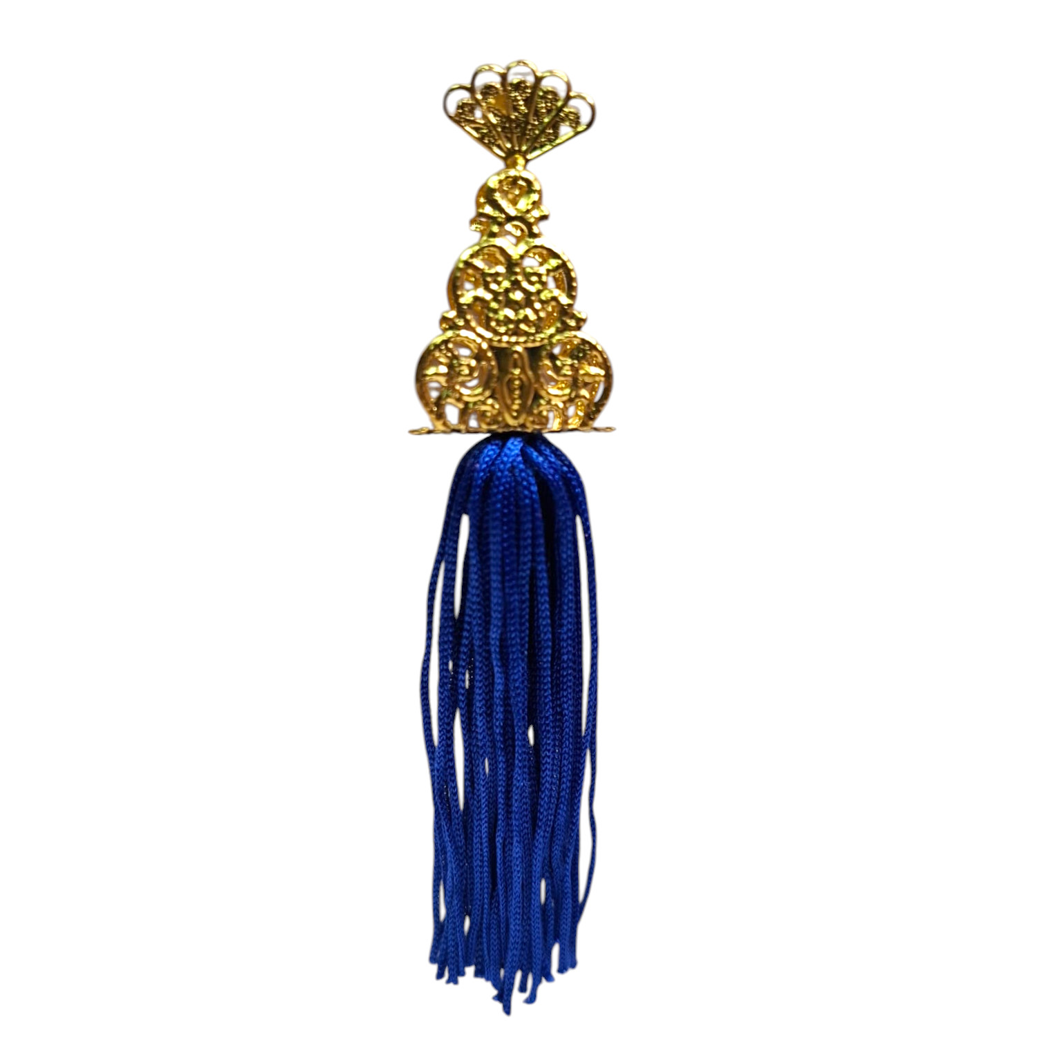 Pendientes de Flamenca Dorados con Flecos Azulón. Artesanía Elegante para Feria y Rocío