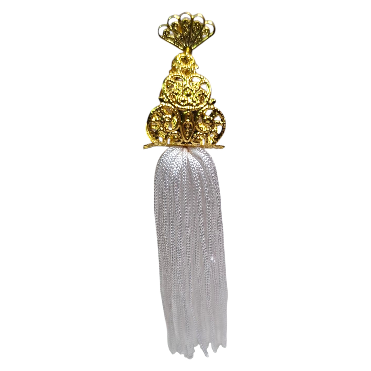 Pendientes de Flamenca Dorados con Flecos Blancos. Artesanía Andaluza Elegante