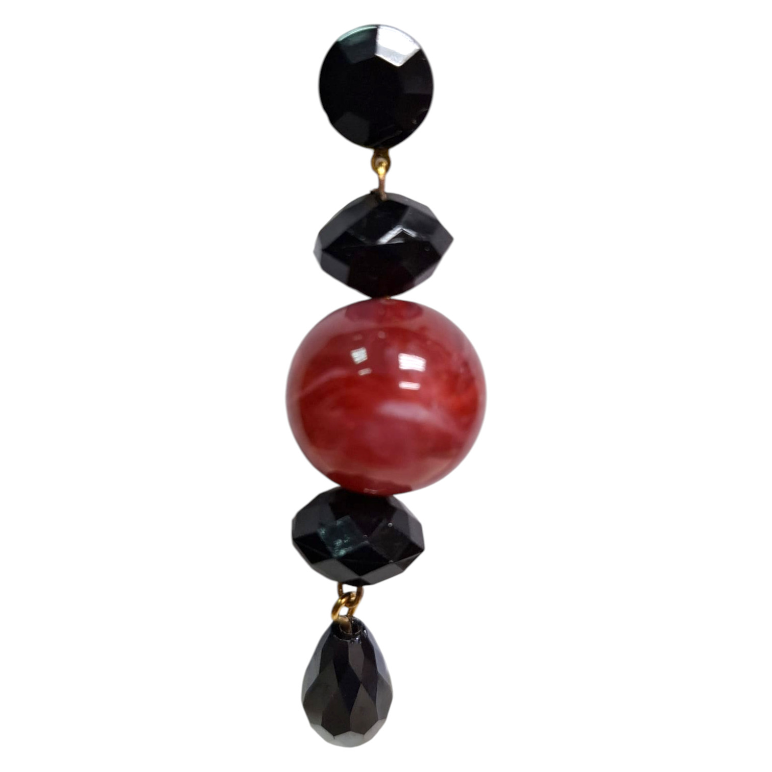 Pendientes de gitana largos frambuesa y negro elegantes