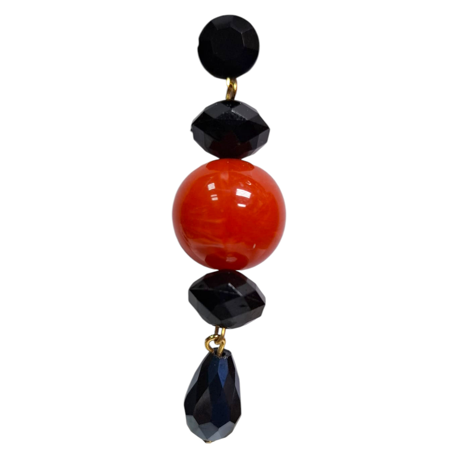 Pendientes de flamenca modernos coral y negro intenso