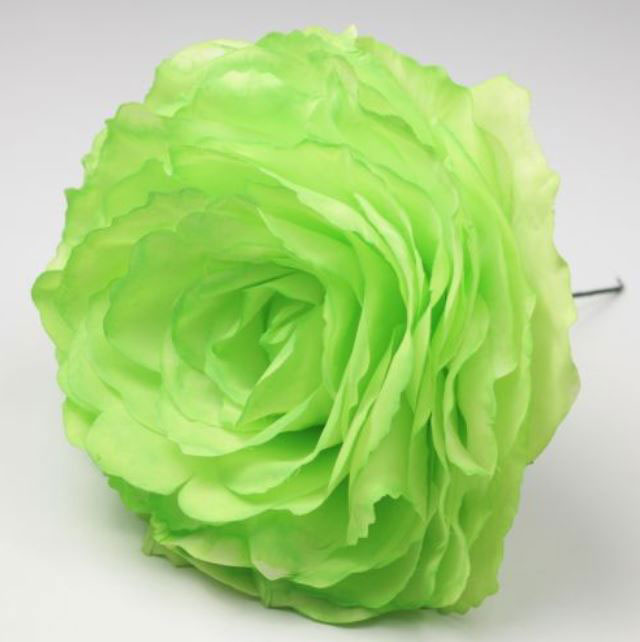 Rosa Grande King. Flor Flamenca Verde Pistacho. 17cm