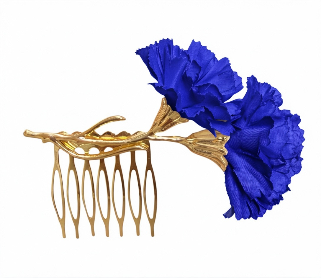 Peinecillo de dos Claveles de flamenca Azulón