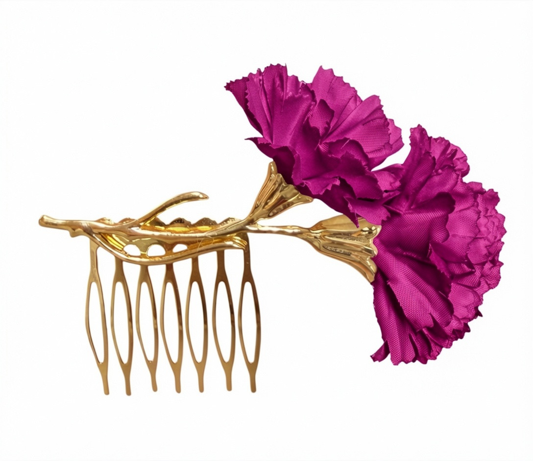 フラメンコ・ブガンビリアの二つのカーネーションの櫛