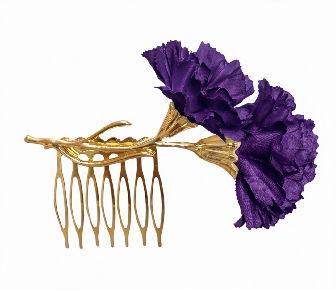 Peinecillo de dos Claveles de flamenca Morado