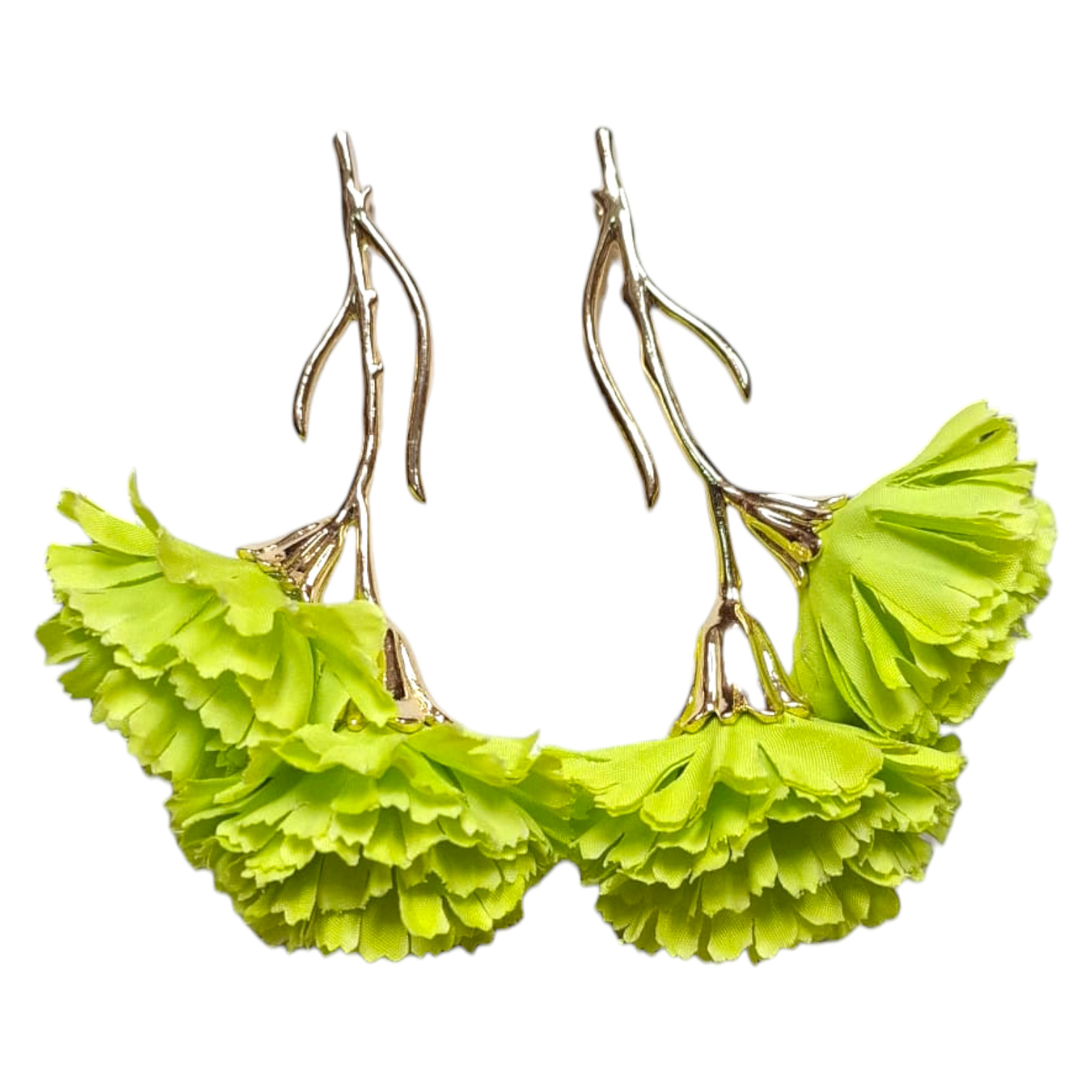 Pendientes flamenca mujer con claveles Verde Pîstacho