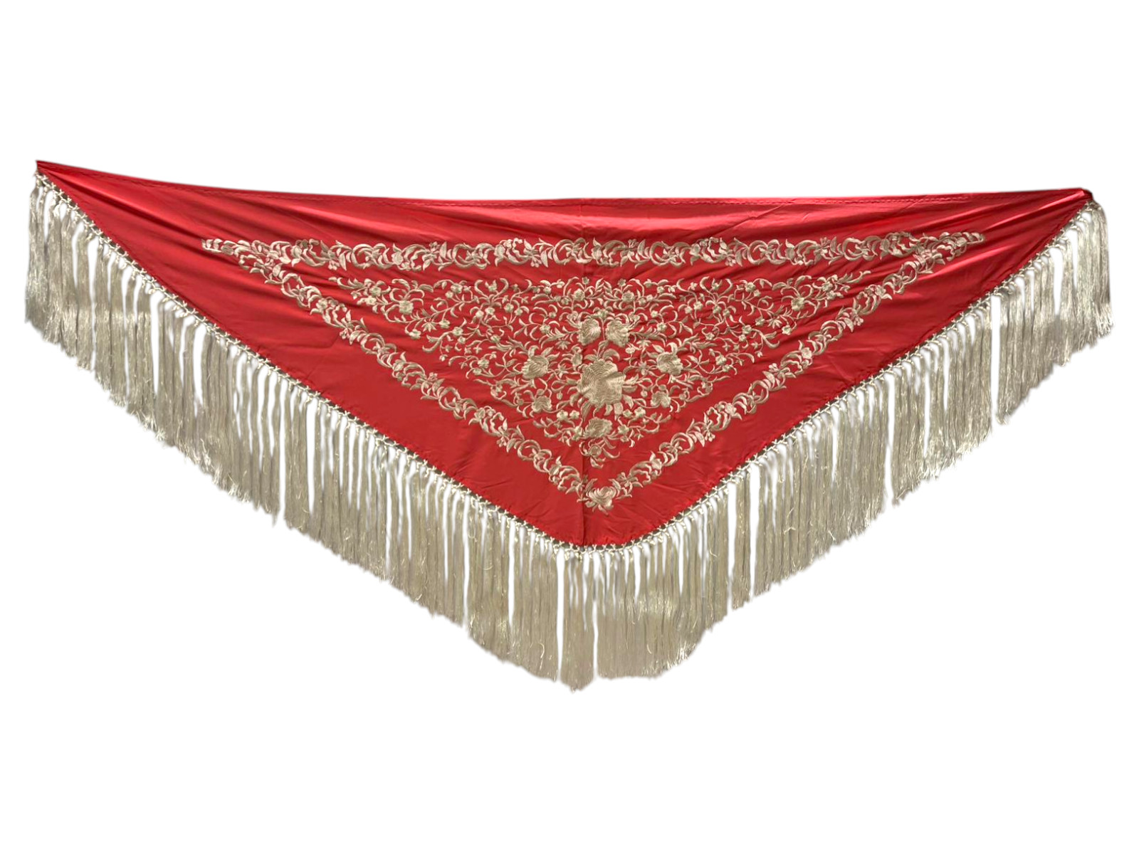 Embroidered flamenco shawl with matching fringes