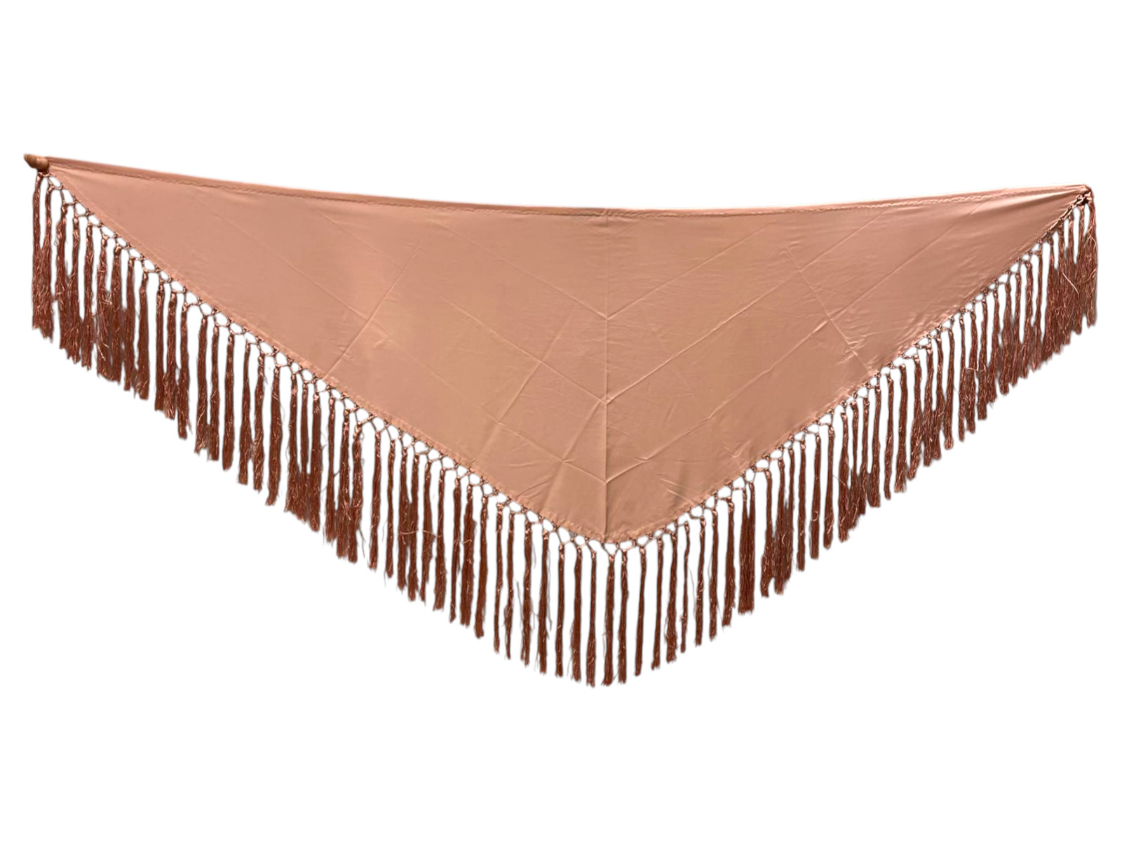 Mantoncillo liso de crespón y fleco de seda Rosa palo