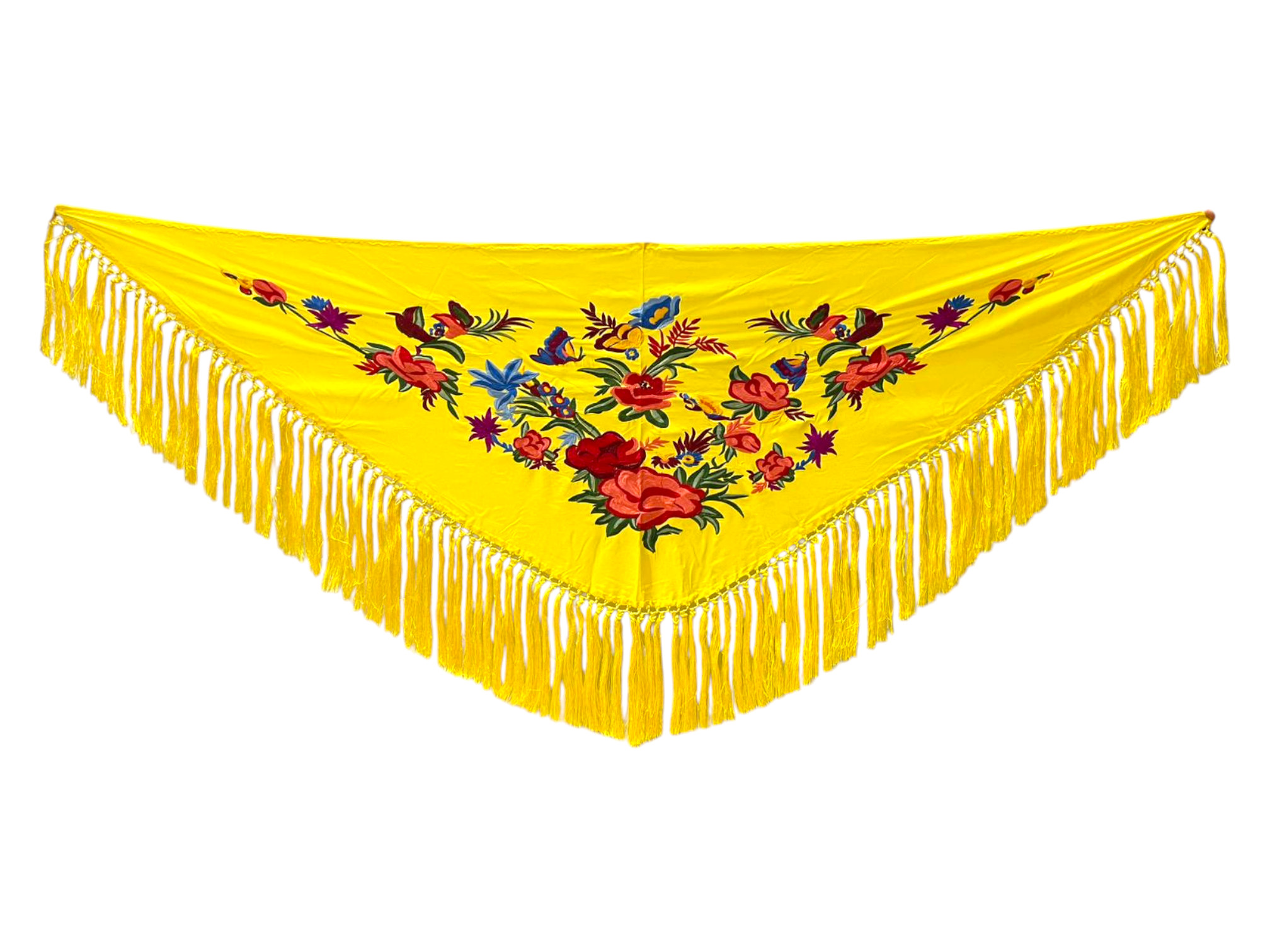 Mantoncillo de Flamenca Bordado con Peonias Pequeñas. Amarillo