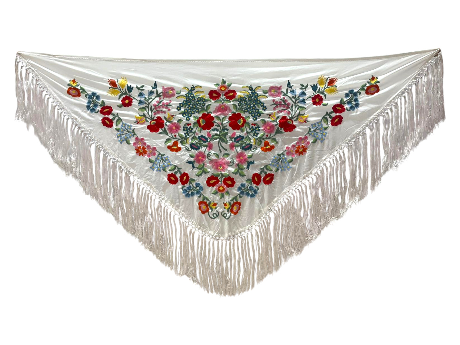  Mantoncillo de Flamenca Bordado en Algodón. Blanco