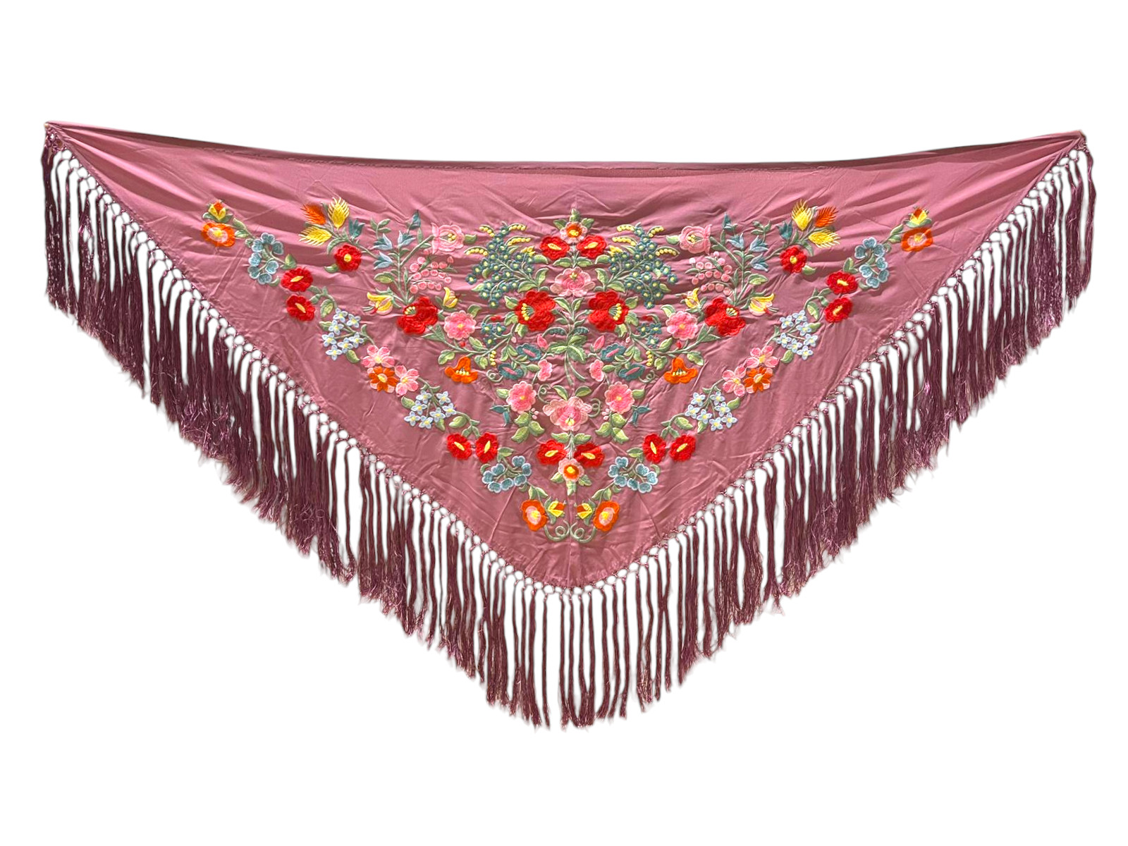  Mantoncillo de Flamenca Bordado en Algodón. Rosa Empolvado
