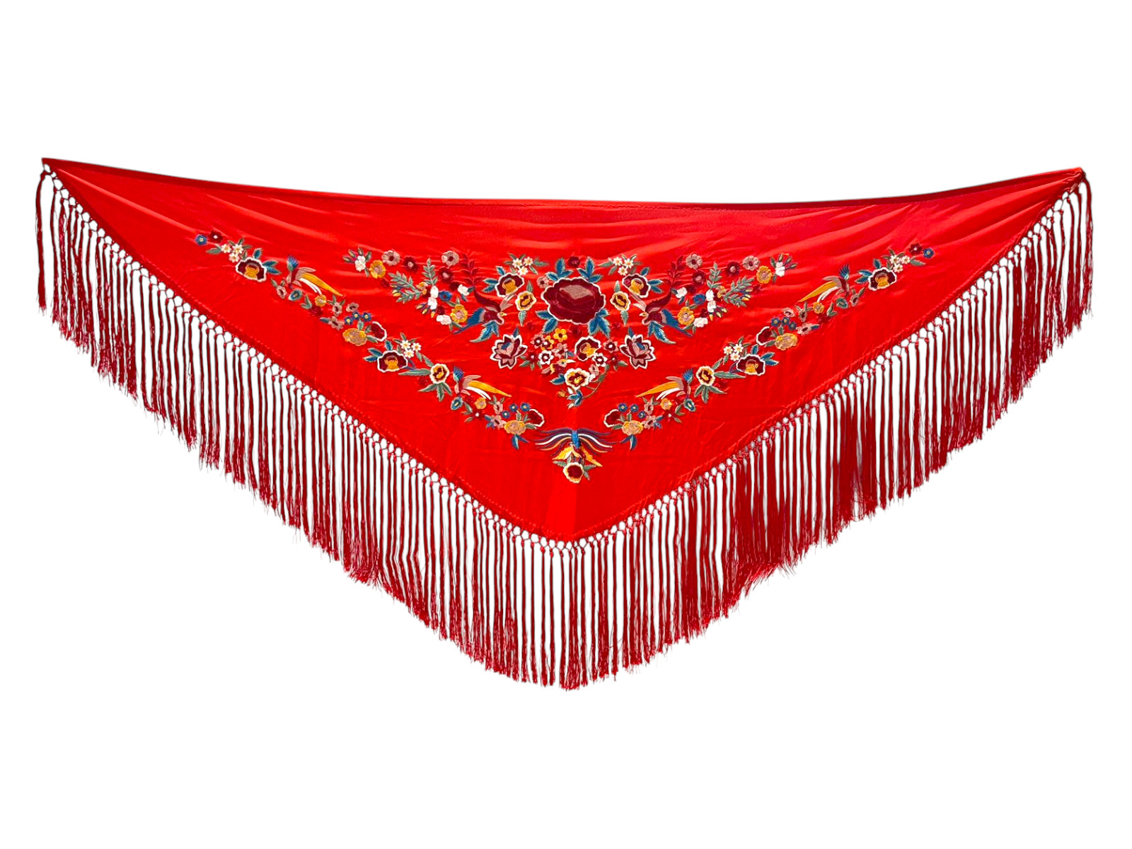  Mantoncillo de Flamenca Bordado con Flores. Rojo