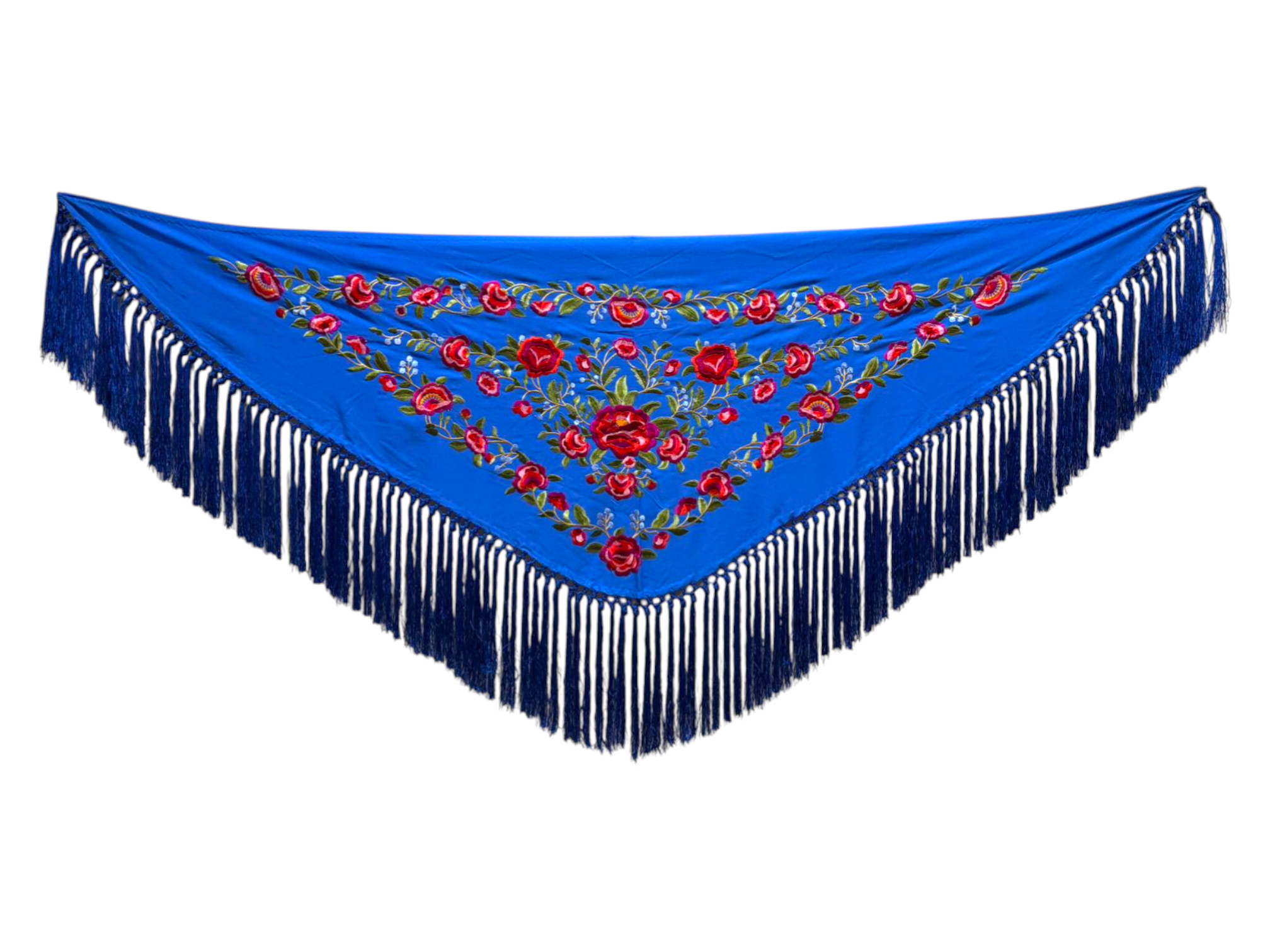 Embroidered shawl model Peonia Azulón