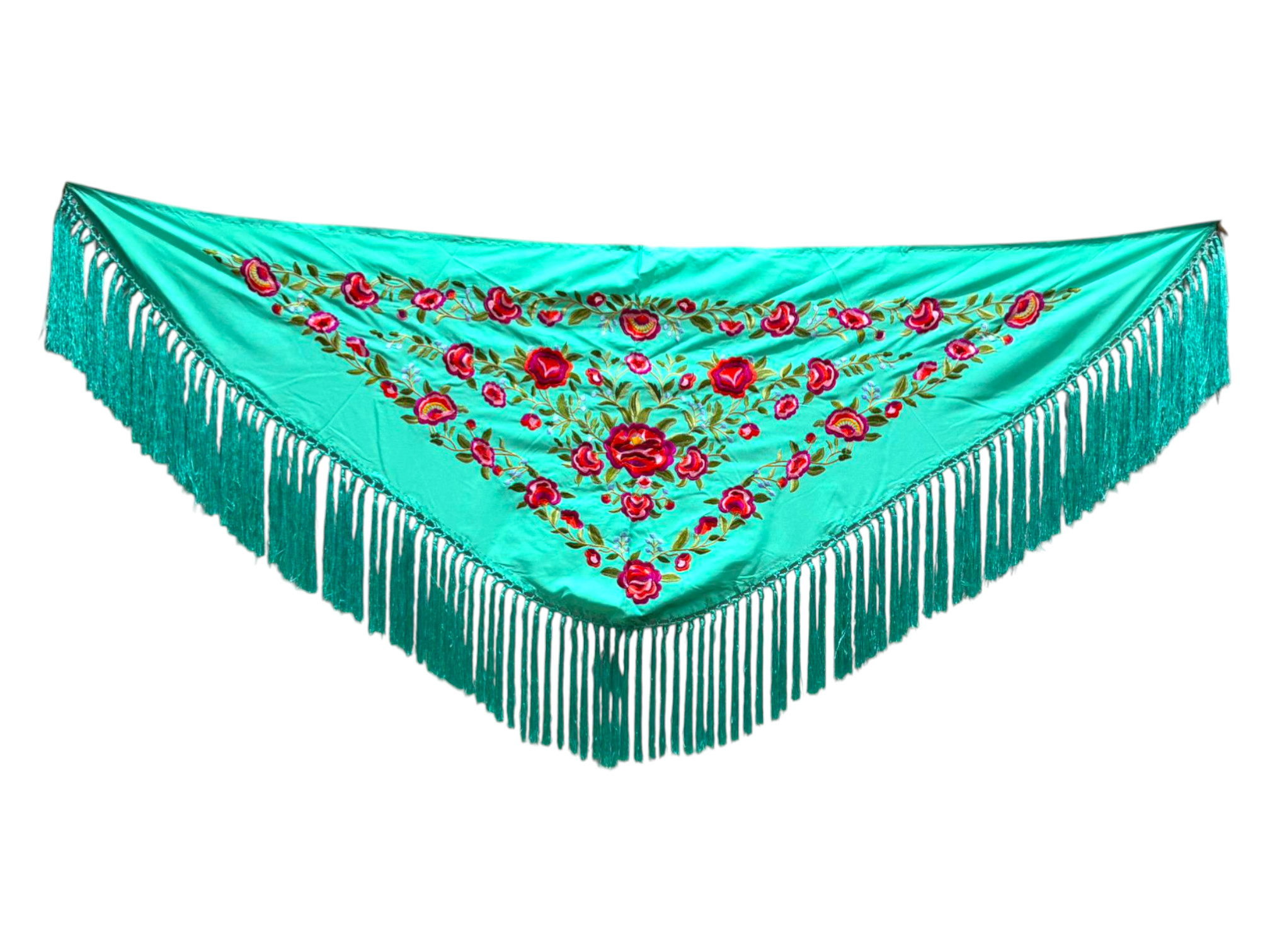 Mantoncillo bordado modelo Peonia Verde Agua