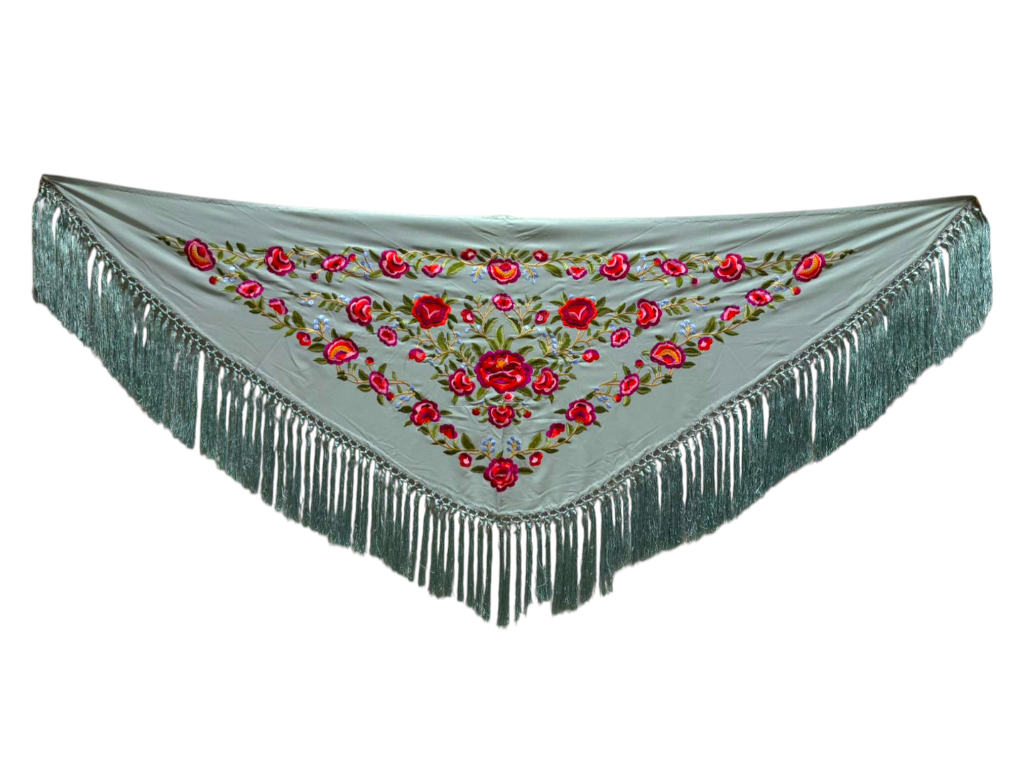 Mantoncillo bordado modelo Peonia Verde Jabonoso