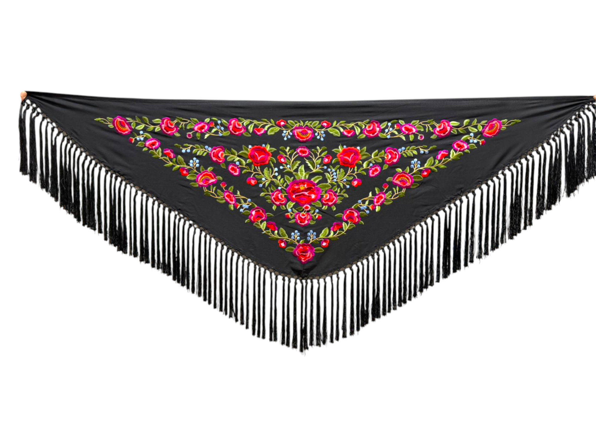Mantoncillo bordado modelo Peonia Negro
