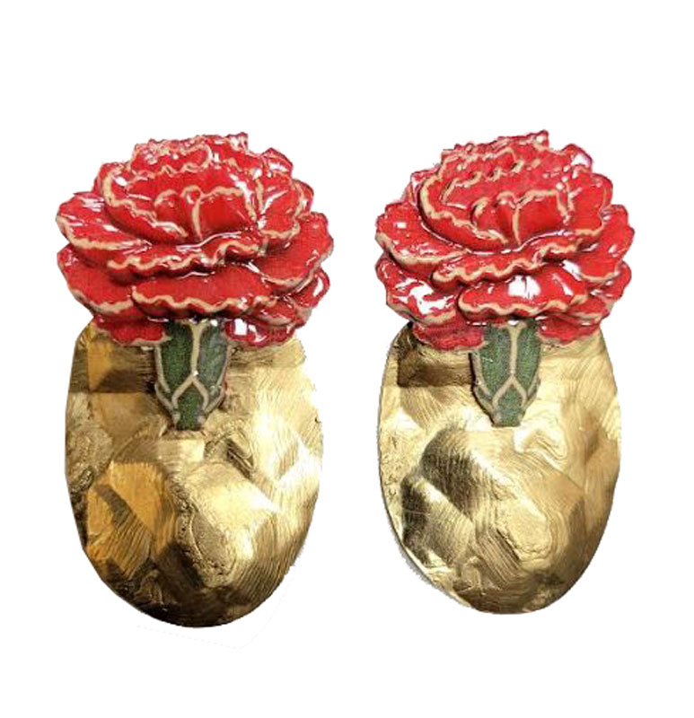 Pendientes Clavel Rojo