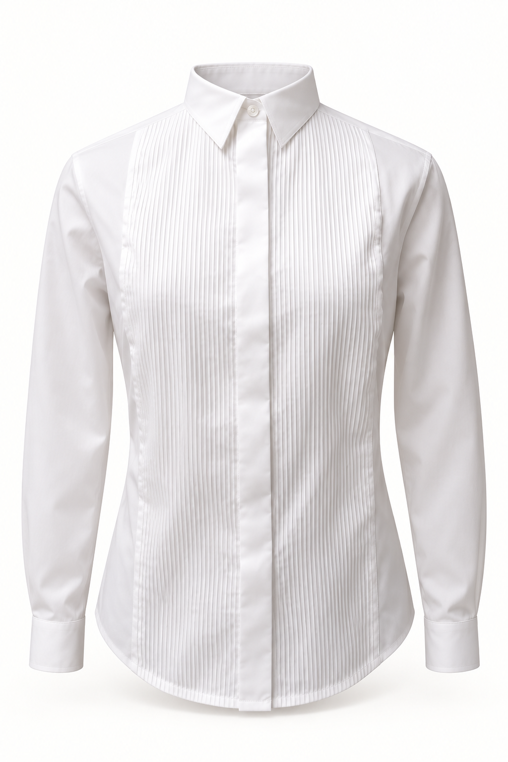 Camisa de Mujer Plisada con Manga Larga para Traje Campero