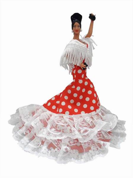 Muneca Gitana Flamenca Roja con Cola 20cm